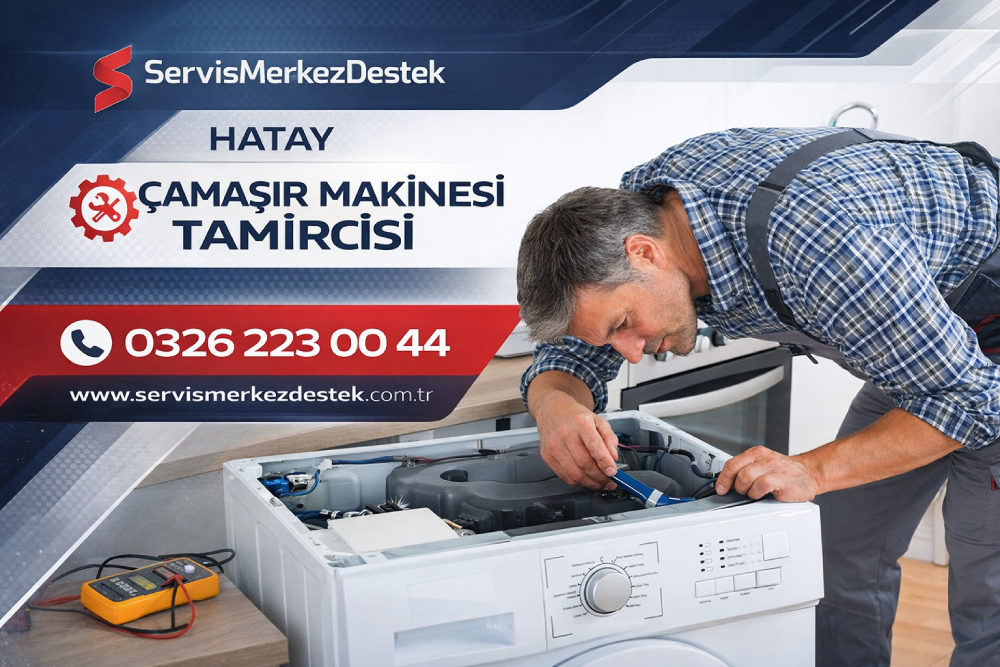 Hatay çamaşır makinesi tamircisi teknisyeni arıza onarım çalışması yaparken
